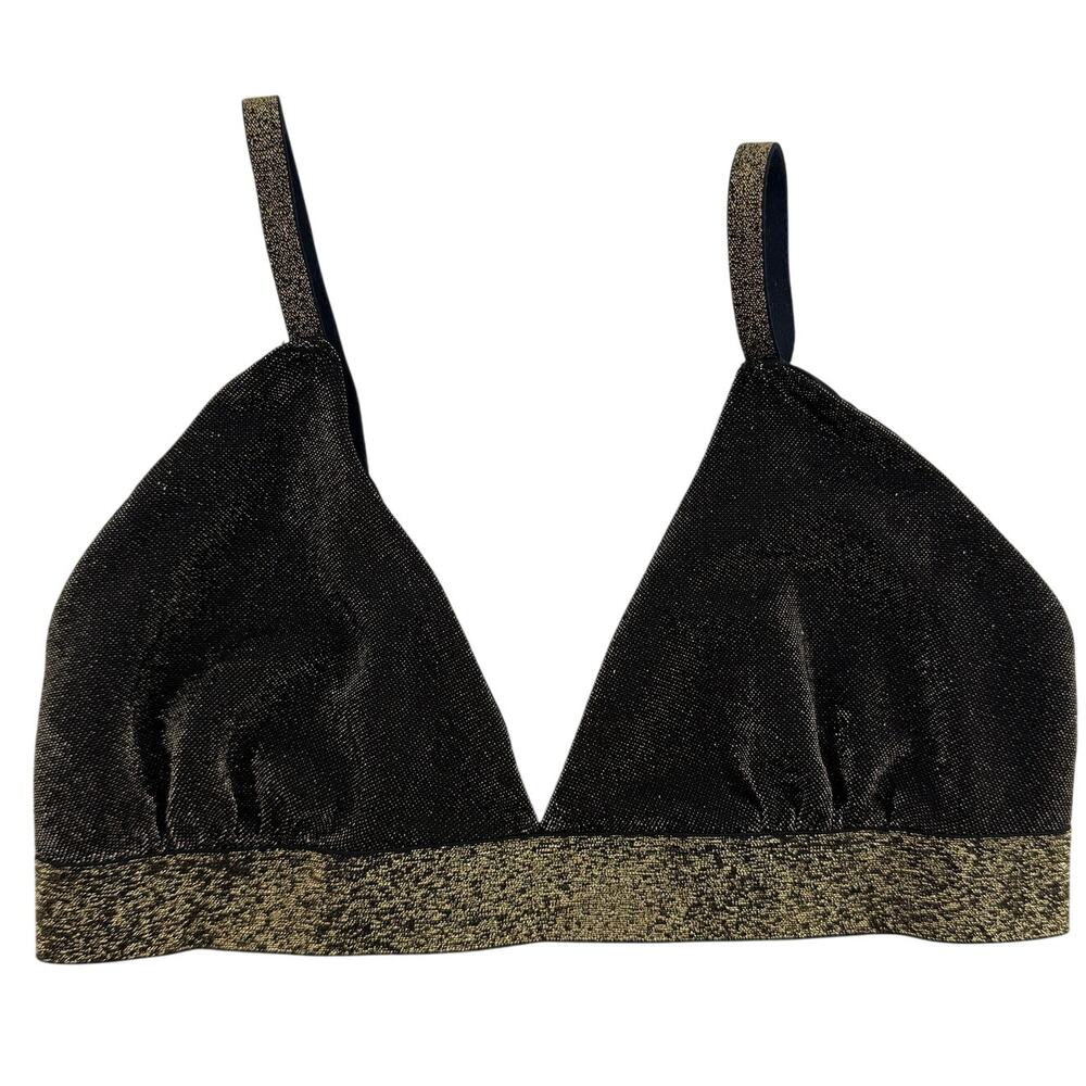 Colsie Gold Lurex Bralette Women's S Shimmer Festival Crop Top